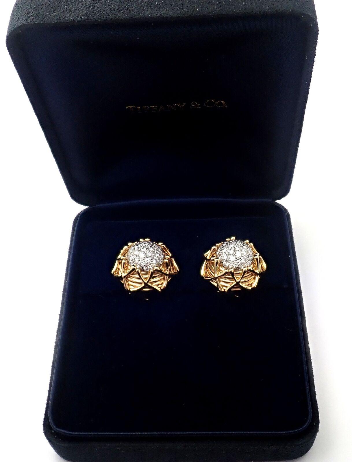 Ohrringe aus Gelbgold und Platin mit Diamanten von Tiffany & Co Schlumberger Multiplication im Zustand „Hervorragend“ im Angebot in Holland, PA