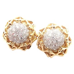 Tiffany & Co Schlumberger Multiplication Diamond Yellow Gold Platinum Earrings