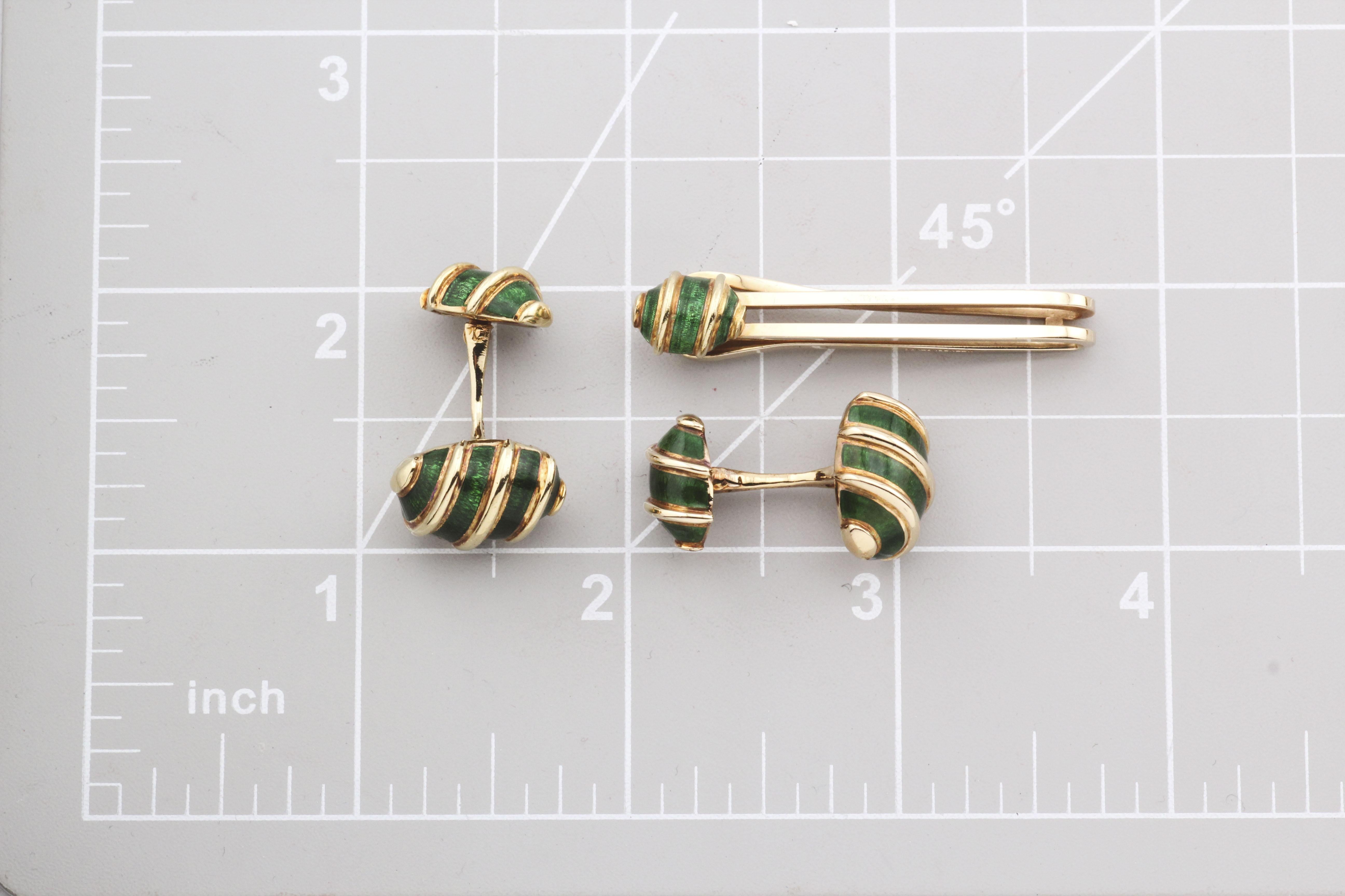 Tiffany & Co. Gemelli da polso e fermacravatte Schlumberger in Greene & Greene e oro 18 carati in vendita 6