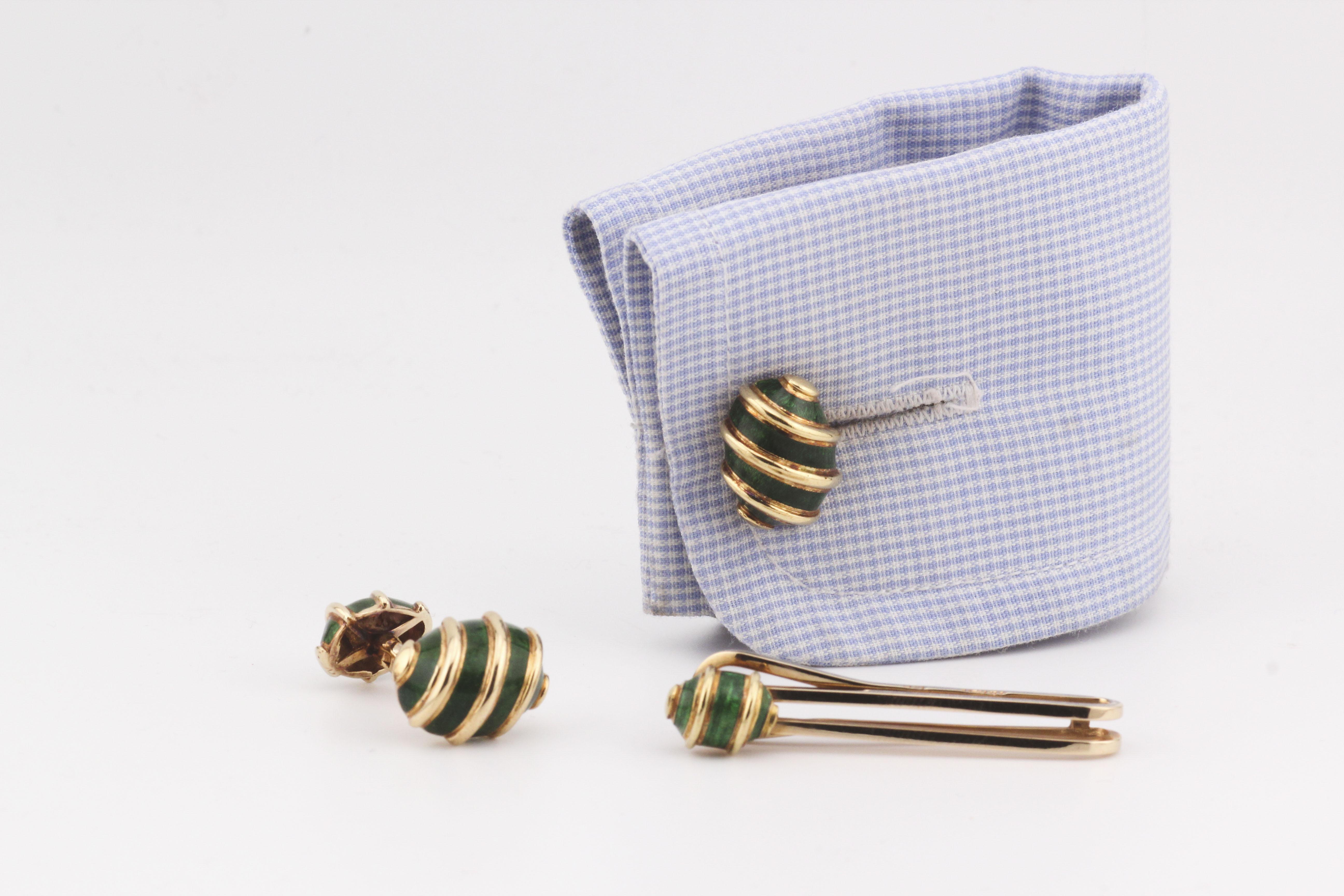 Tiffany & Co. Gemelli da polso e fermacravatte Schlumberger in Greene & Greene e oro 18 carati in vendita 5