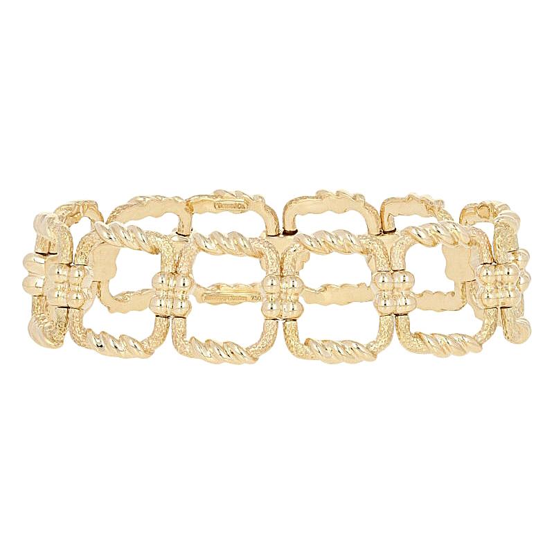 Tiffany & Co. Schlumberger Open Square Bracelet 18 Karat Yellow Gold Designer