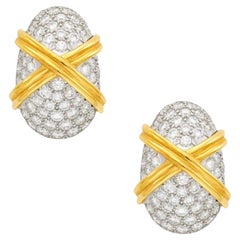 Tiffany & Co. Schlumberger Pair of Platinum, Gold and Diamond Earclips