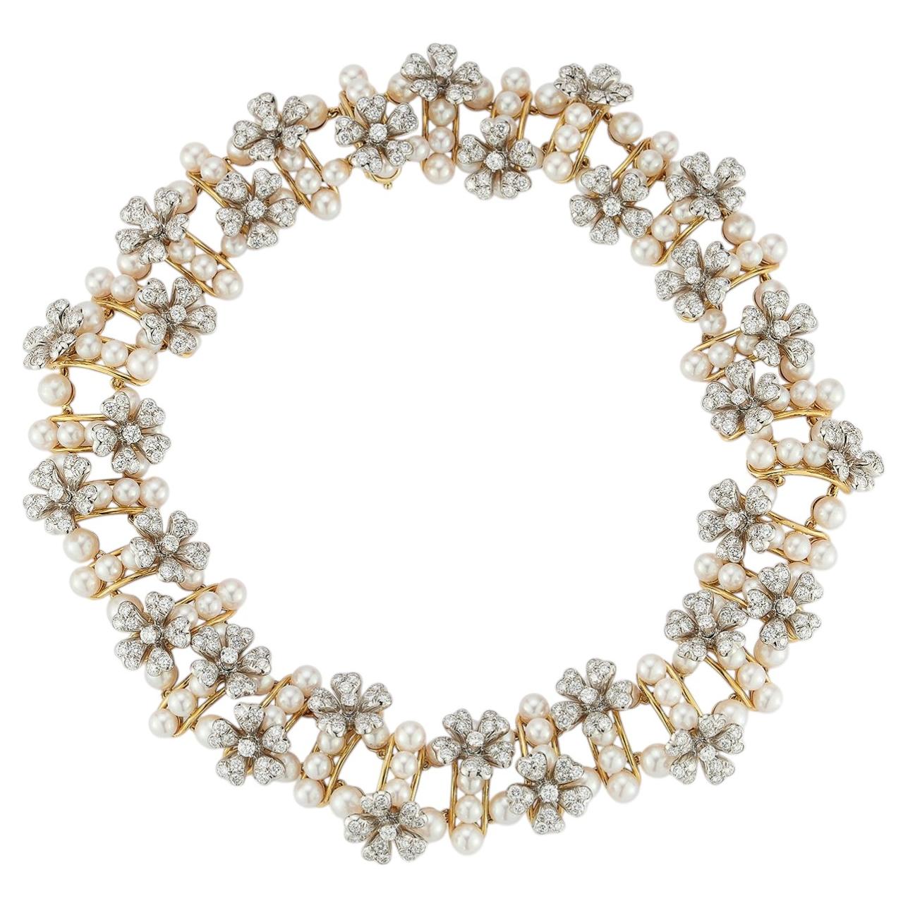 Tiffany & Co. Schlumberger Perlen- und Diamantkette