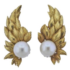 Tiffany & Co. Schlumberger Pearl Gold Wing Earrings