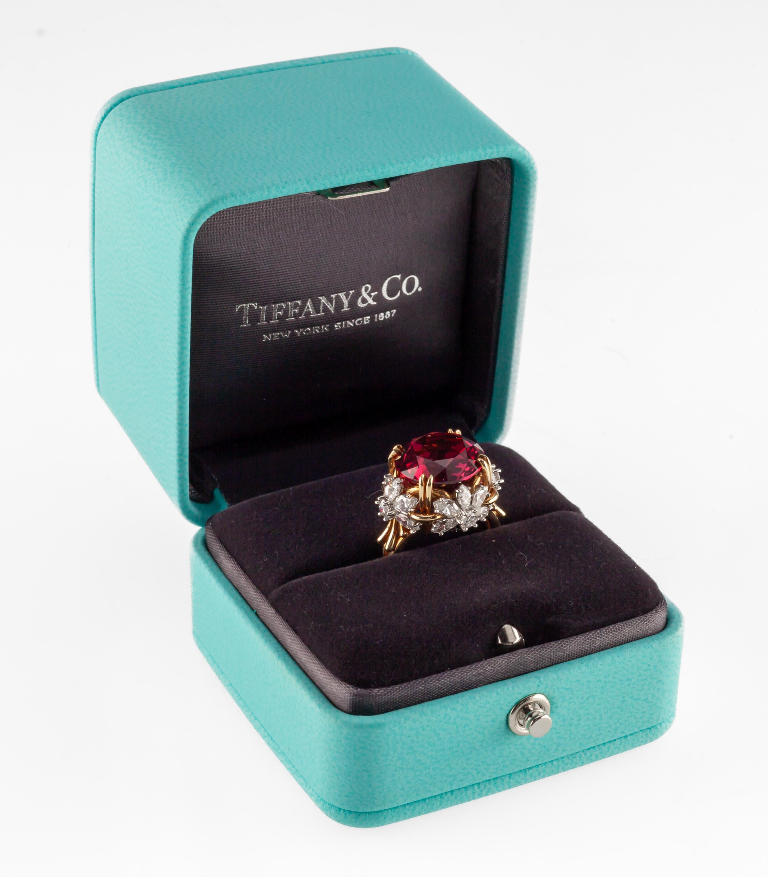 Tiffany & Co Schlumberger Pink Tourmaline and Diamond Flower Ring Blue Book 2014 For Sale 1