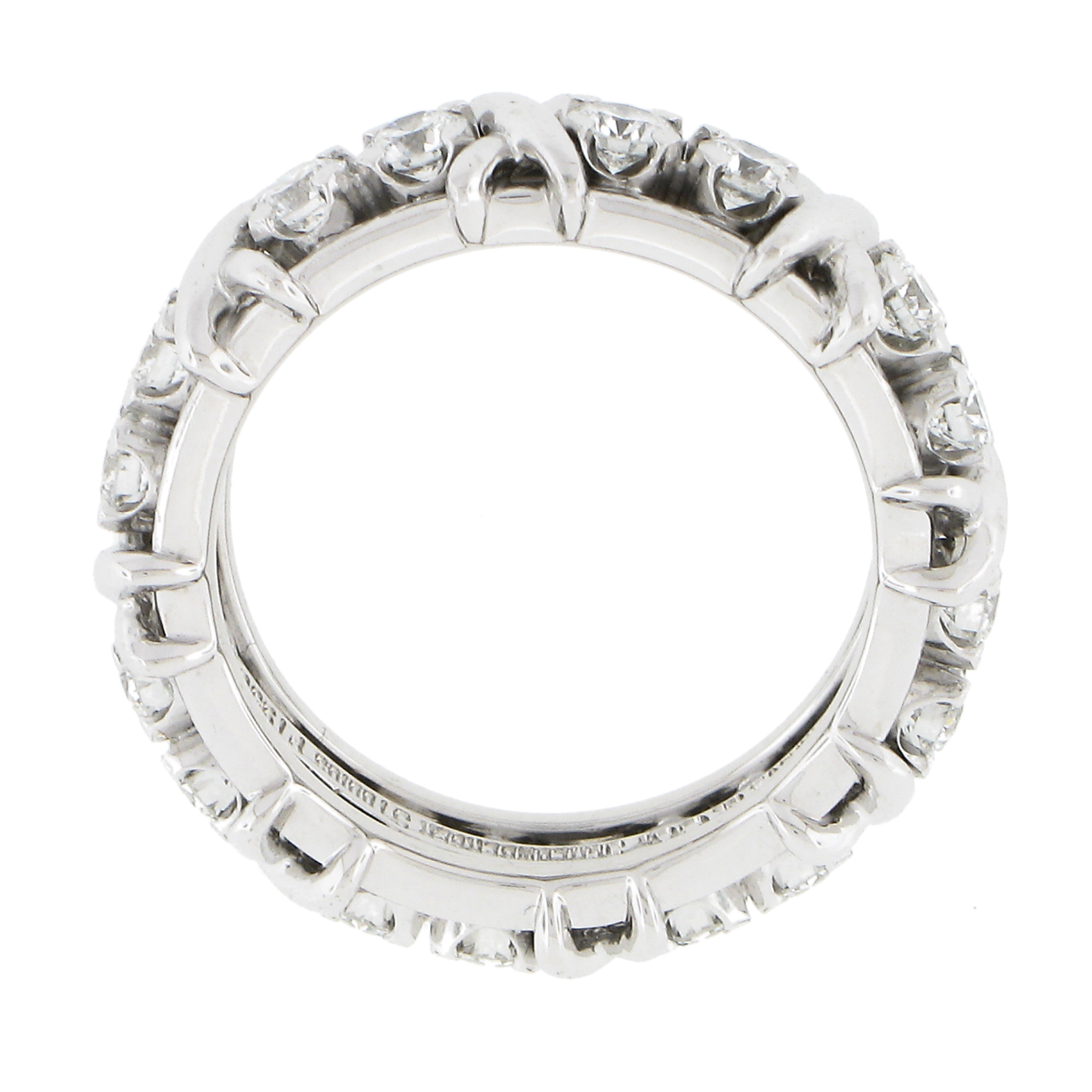 Tiffany & Co. Schlumberger Platinum 1.14ct 16 Diamond X Eternity Band Ring W Box 2