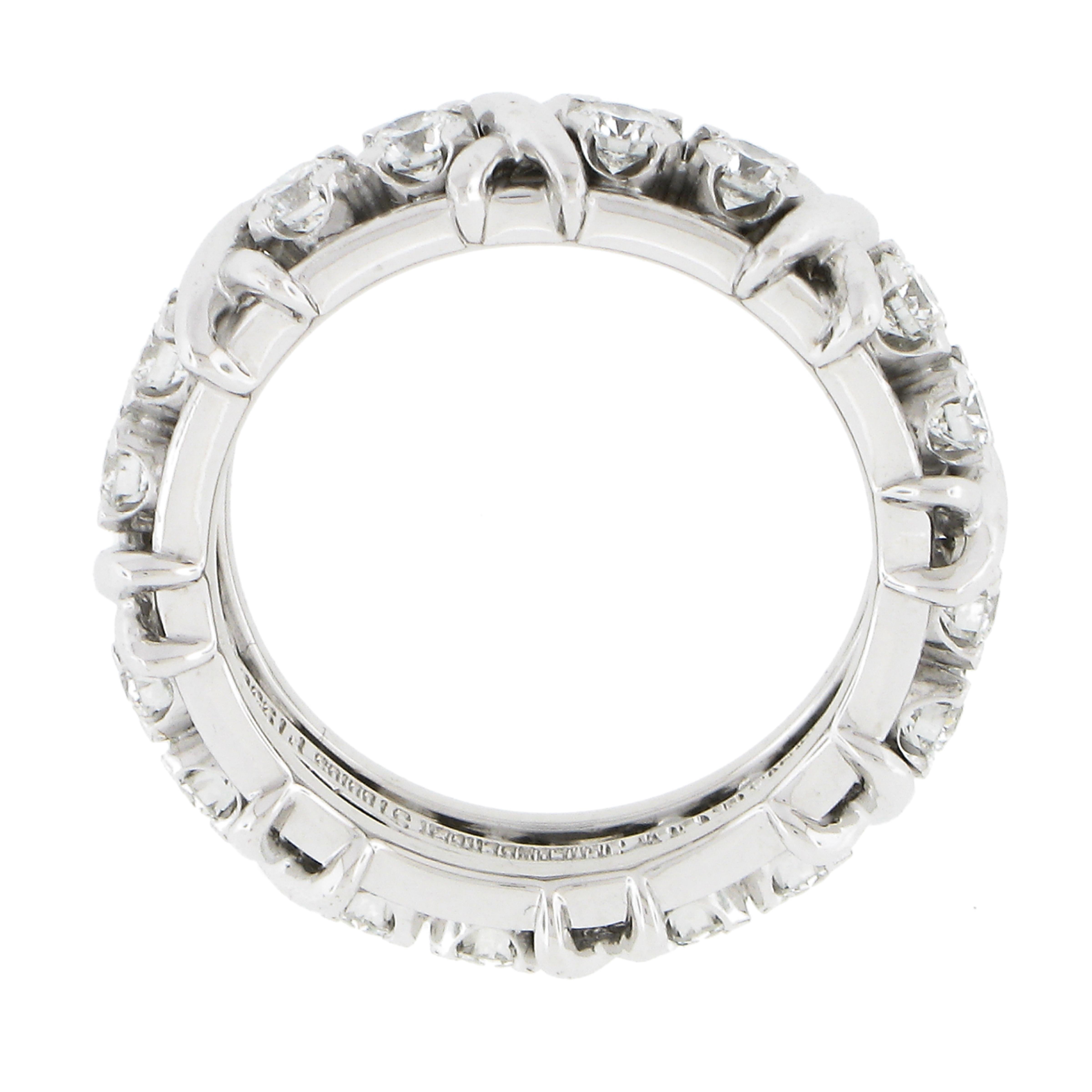 Tiffany & Co. Schlumberger Platinum 1.14ct 16 Diamond X Eternity Band Ring W Box 1