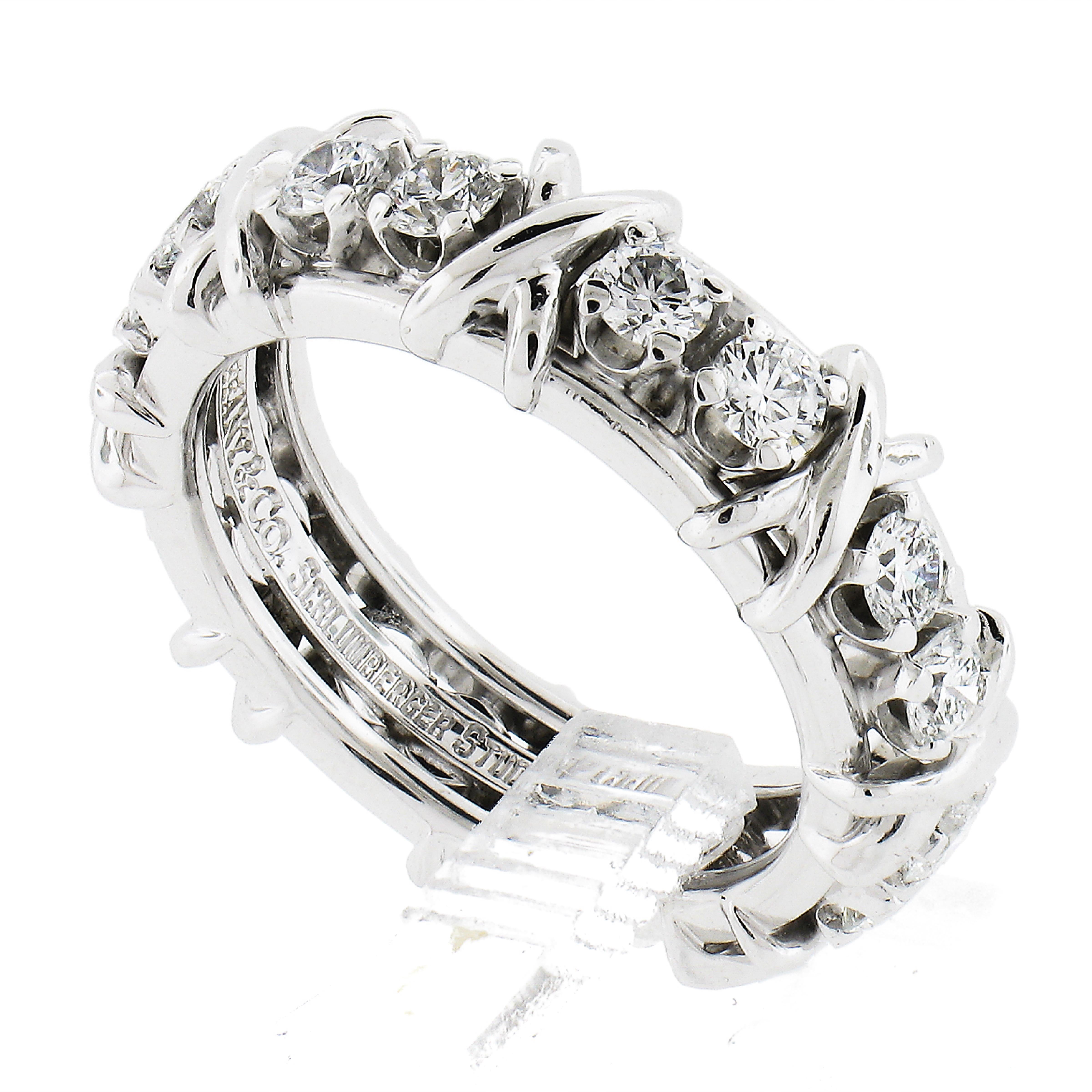 Tiffany & Co. Schlumberger Platinum 1.14ct 16 Diamond X Eternity Band Ring W Box 3
