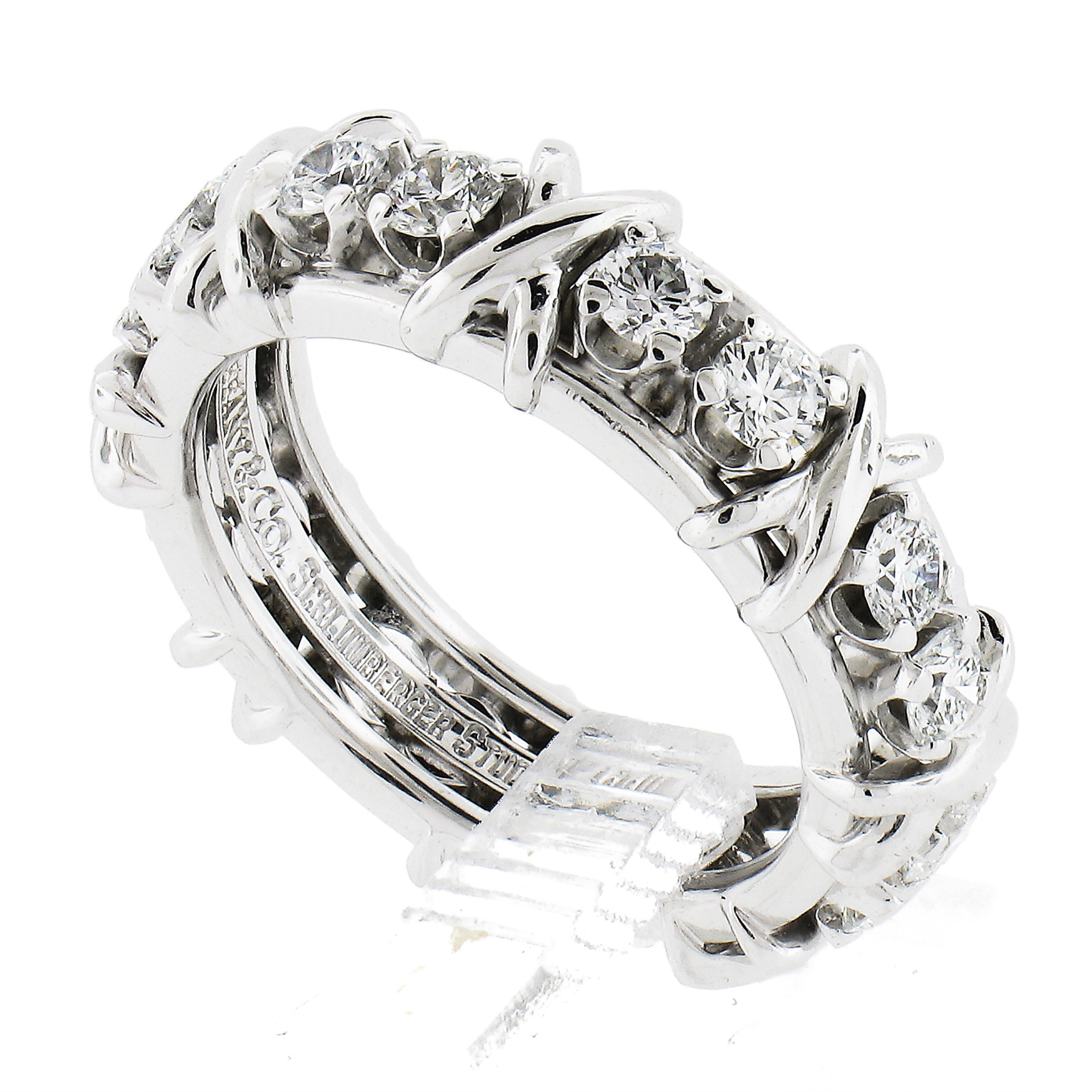 Tiffany & Co. Schlumberger Platinum 1.14ct 16 Diamond X Eternity Band Ring W Box 2