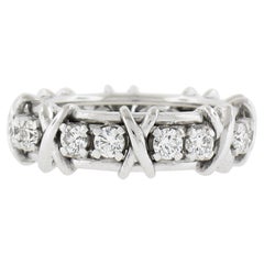 Tiffany & Co. Schlumberger Platin 1,14ct 16 Diamant X Eternity-Ring mit Schachtel
