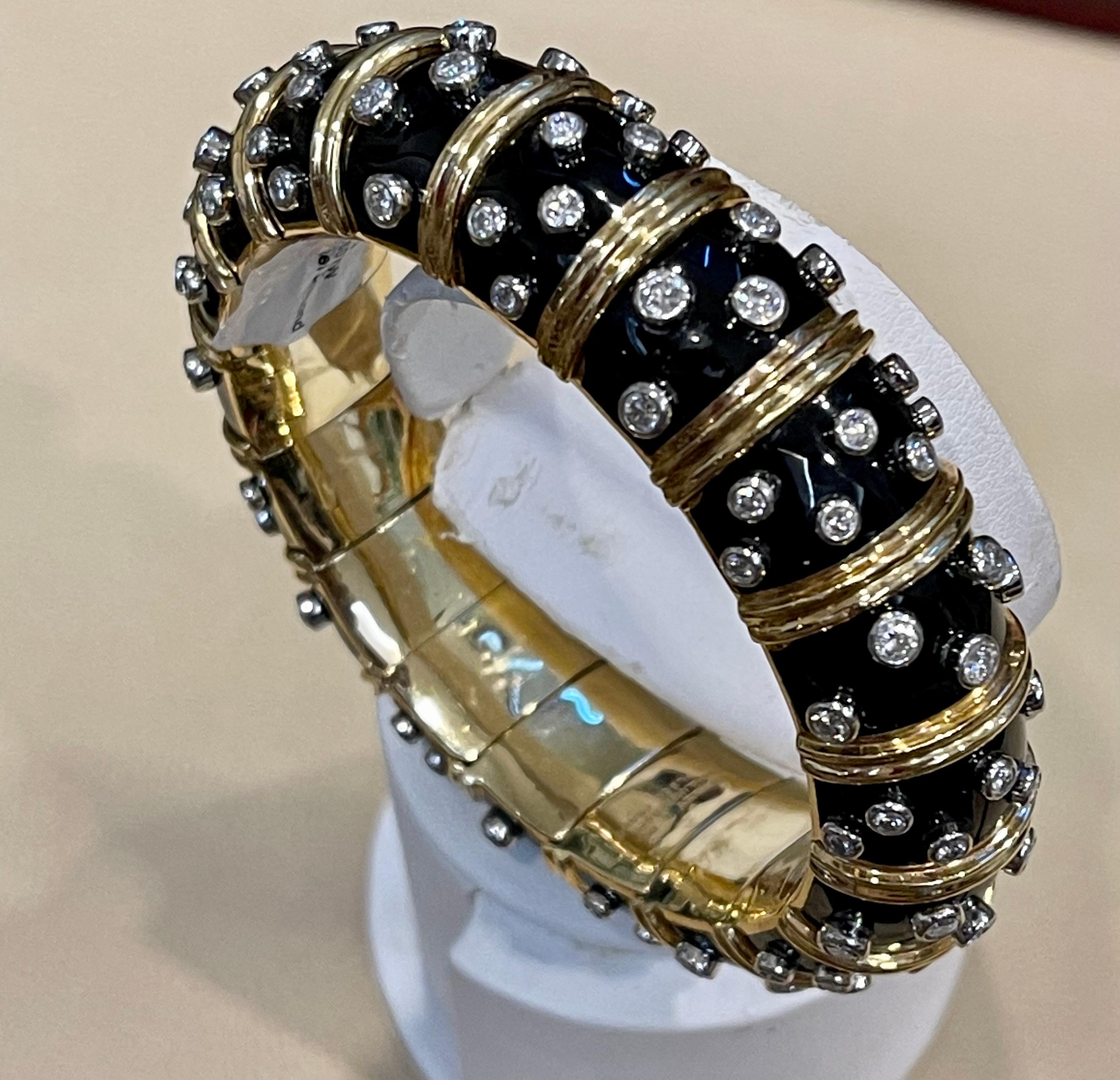 Tiffany & Co. Schlumberger Platinum 18 Karat Gold Black Enamel Diamond Bangle 2