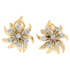 Tiffany & Co. Schlumberger Platinum & 18k Gold 0.51ctw Diamonds Flame Earrings