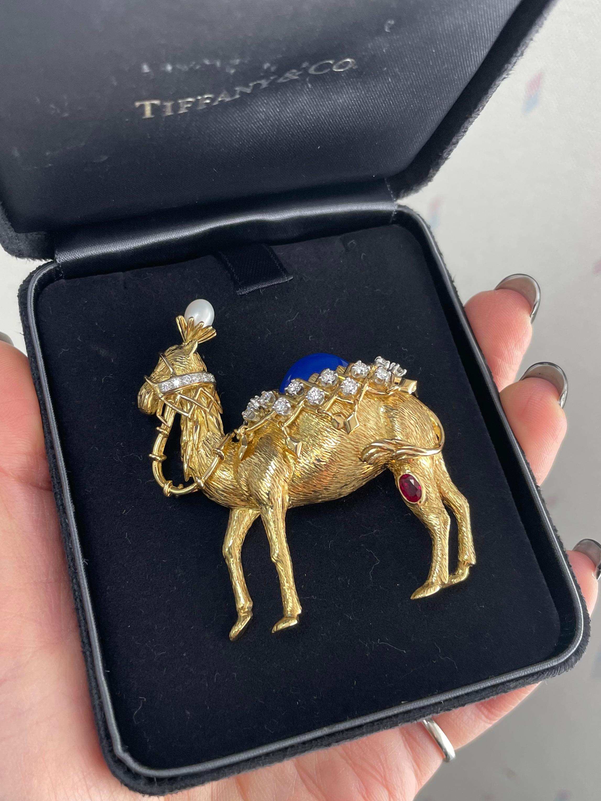 Tiffany & Co. Schlumberger Platinum & 18k Yellow Gold Camel Brooch In Excellent Condition In New York, NY