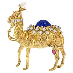 Tiffany & Co. Schlumberger Platinum & 18k Yellow Gold Camel Brooch