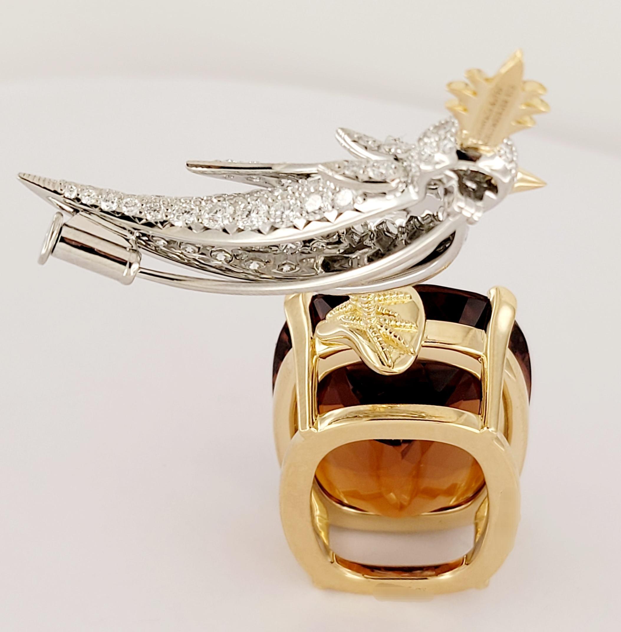Tiffany & Co. Schlumberger Platinum & 18k Yellow Gold Madeira Citrine Brooch For Sale 7