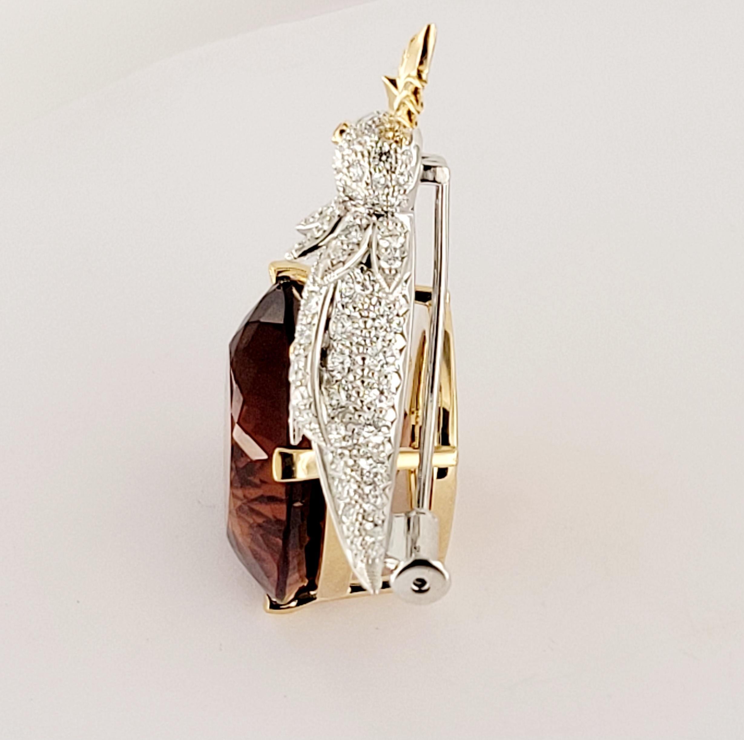 Tiffany & Co. Schlumberger Platinum & 18k Yellow Gold Madeira Citrine Brooch In Excellent Condition For Sale In New York, NY