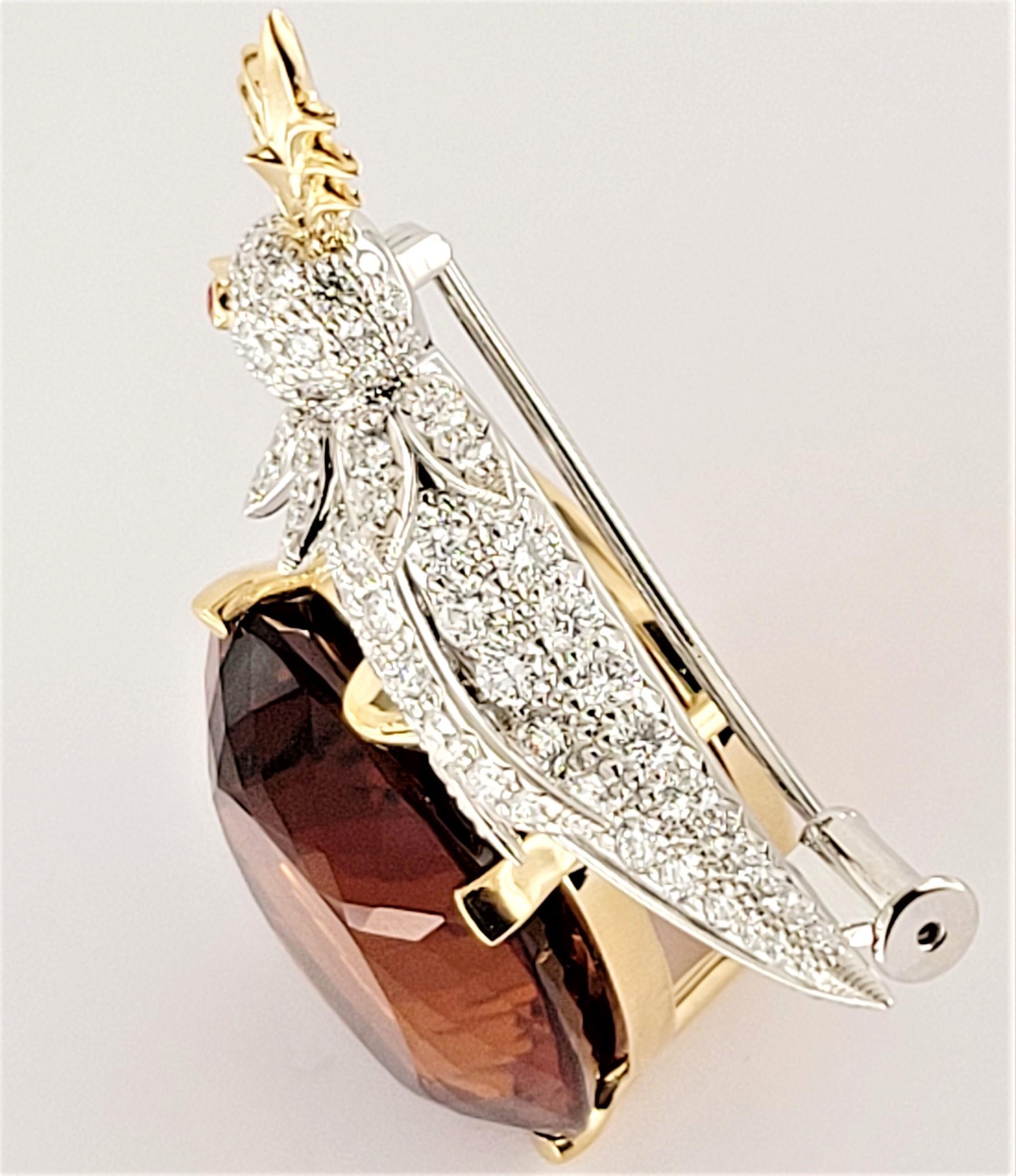 Women's or Men's Tiffany & Co. Schlumberger Platinum & 18k Yellow Gold Madeira Citrine Brooch For Sale