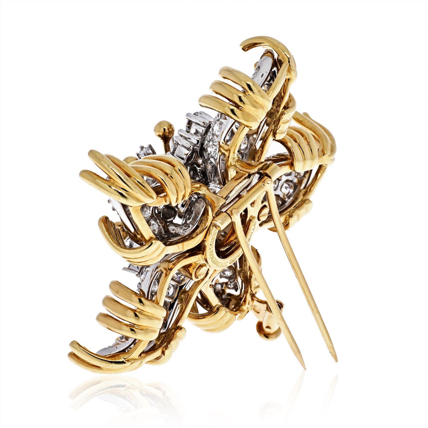 Modern Tiffany & Co. Schlumberger Platinum & 18k Yellow Gold Starfish Diamond Brooch