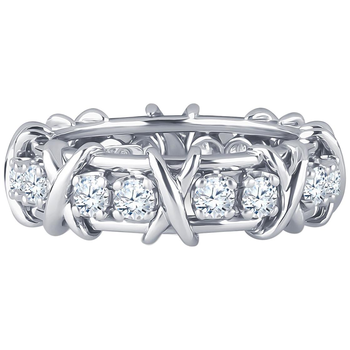 Tiffany & Co. Schlumberger Platinum Band with 16 Round Diamonds