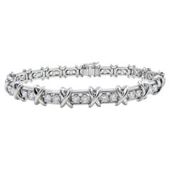 Tiffany & Co. Schlumberger Platinum Diamond 36 Stone X Tennis Bracelet