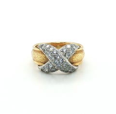 Tiffany & Co. Schlumberger Platinum, Diamond and 18k Yellow Gold Ring, Vintage