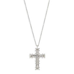 Tiffany & Co. Schlumberger Platinum Diamond Cross Pendant Necklace
