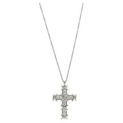 Tiffany & Co. Schlumberger Platinum Diamond Cross Pendant Necklace