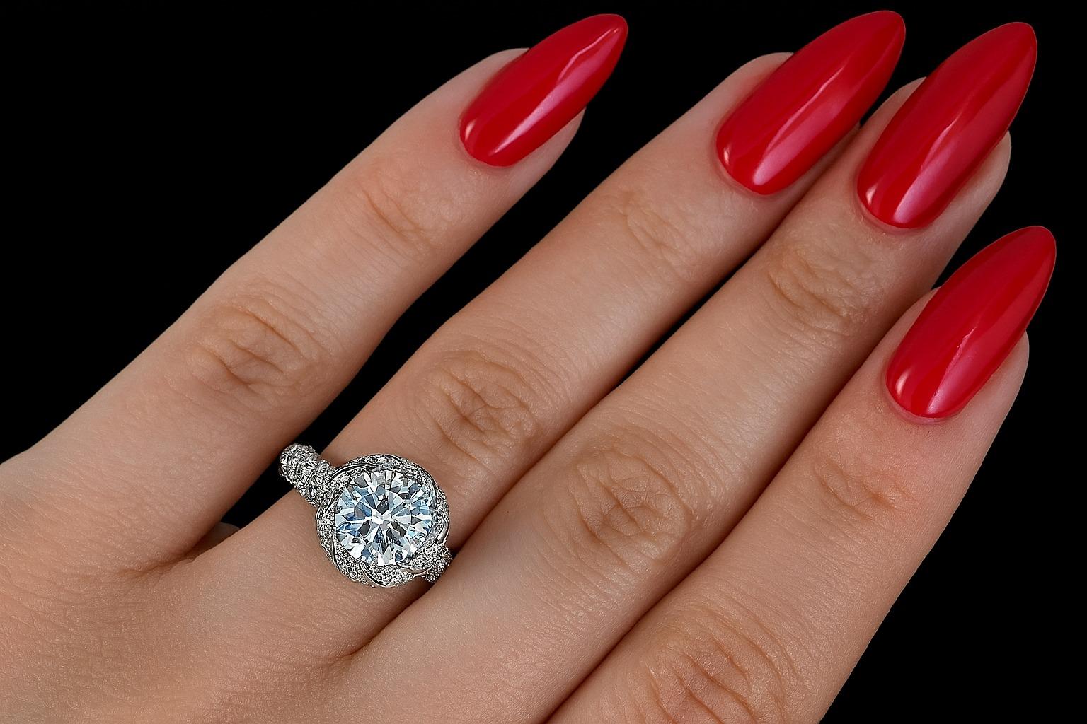 Modern Tiffany & Co. Schlumberger Platinum Diamond Engagement Ring For Sale