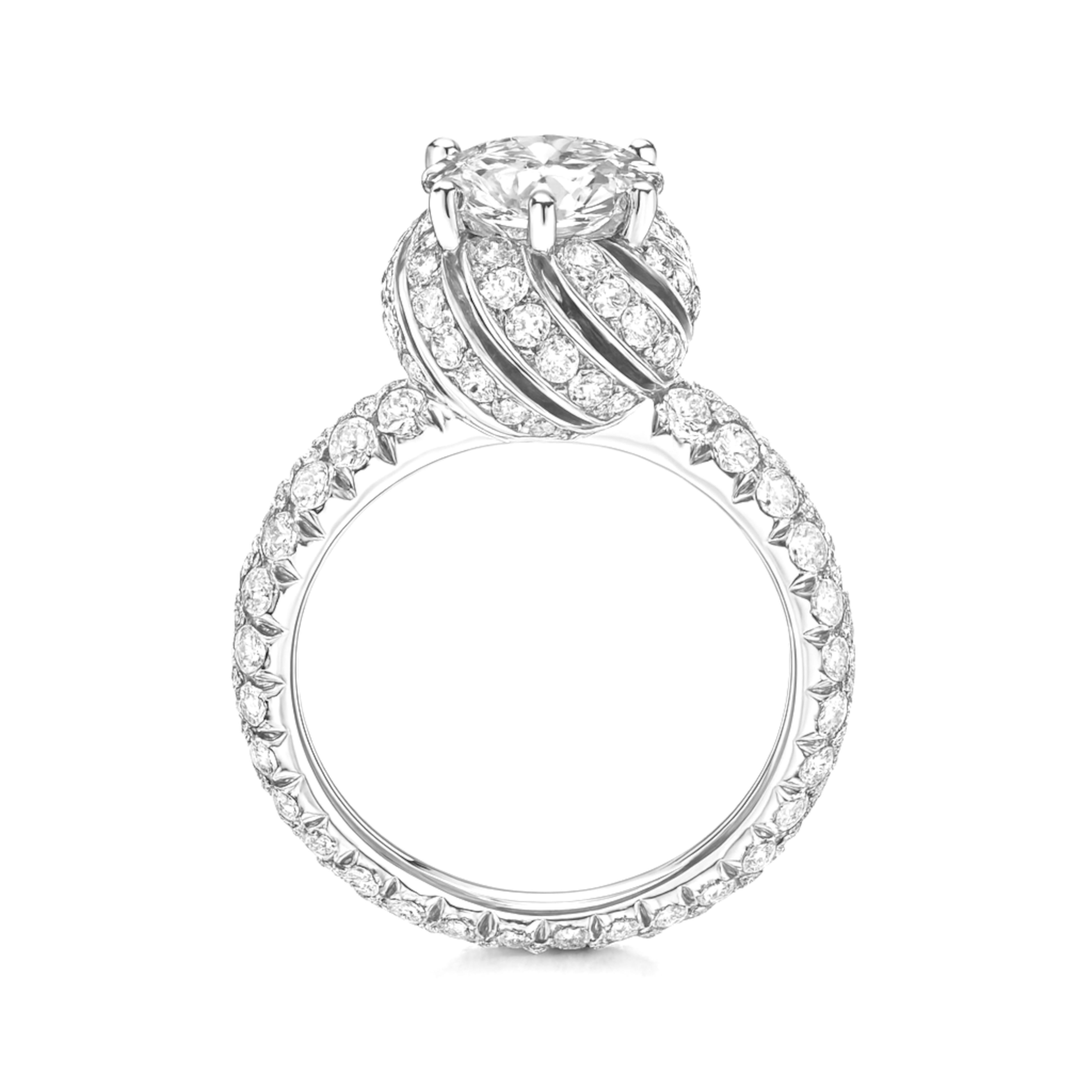 Round Cut Tiffany & Co. Schlumberger Platinum Diamond Engagement Ring For Sale