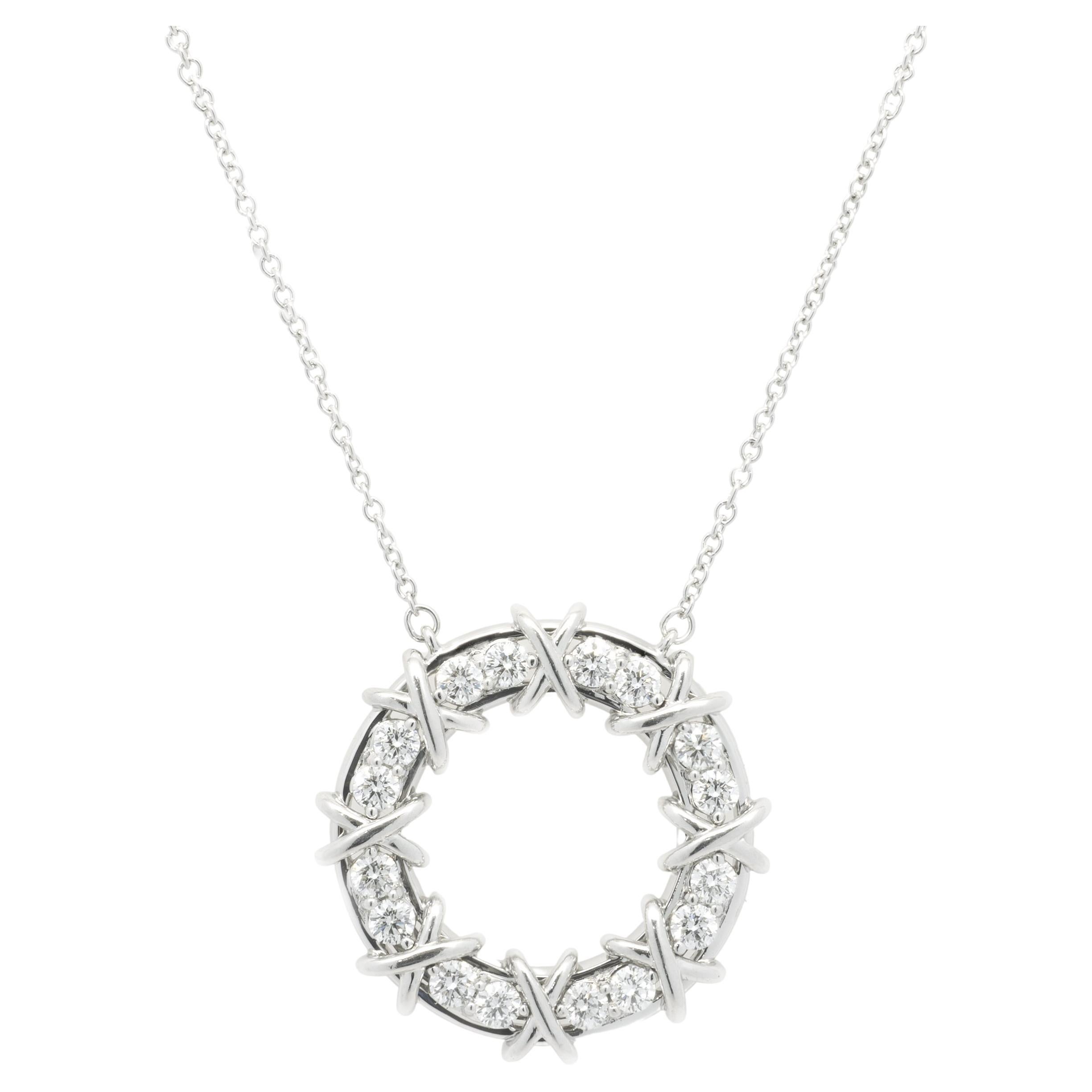 Tiffany & Co. Schlumberger Platinum Sixteen Diamond Circle Necklace