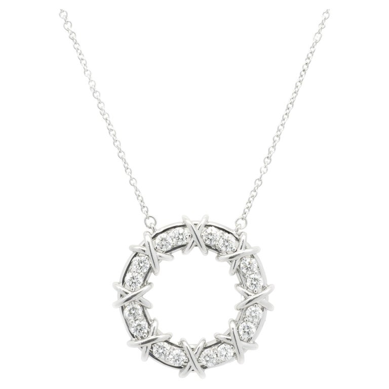Tiffany Schlumberger Platinum Sixteen Diamond Circle Necklace
