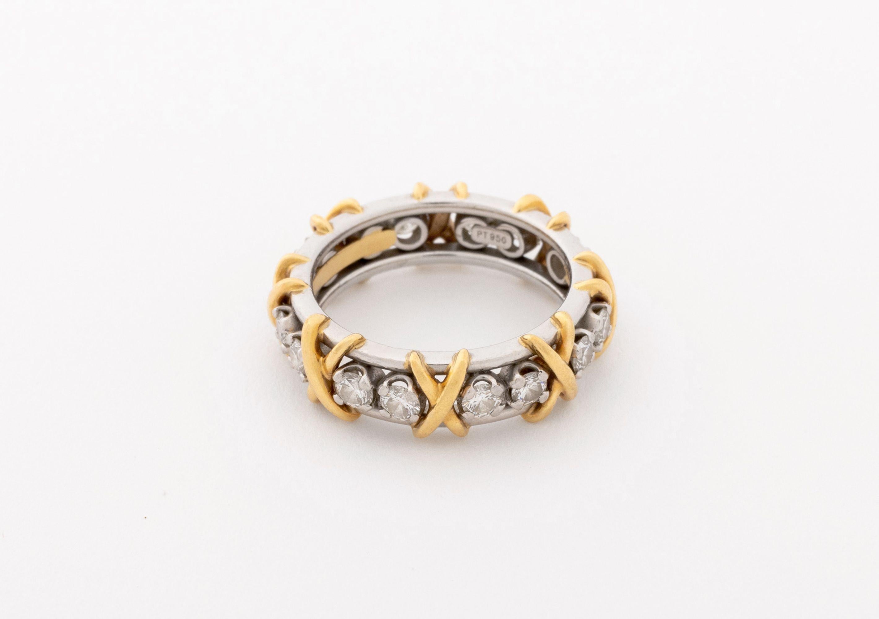 Tiffany & Co. Anillo de diamantes Schlumberger PT950 750 Corte brillante en venta
