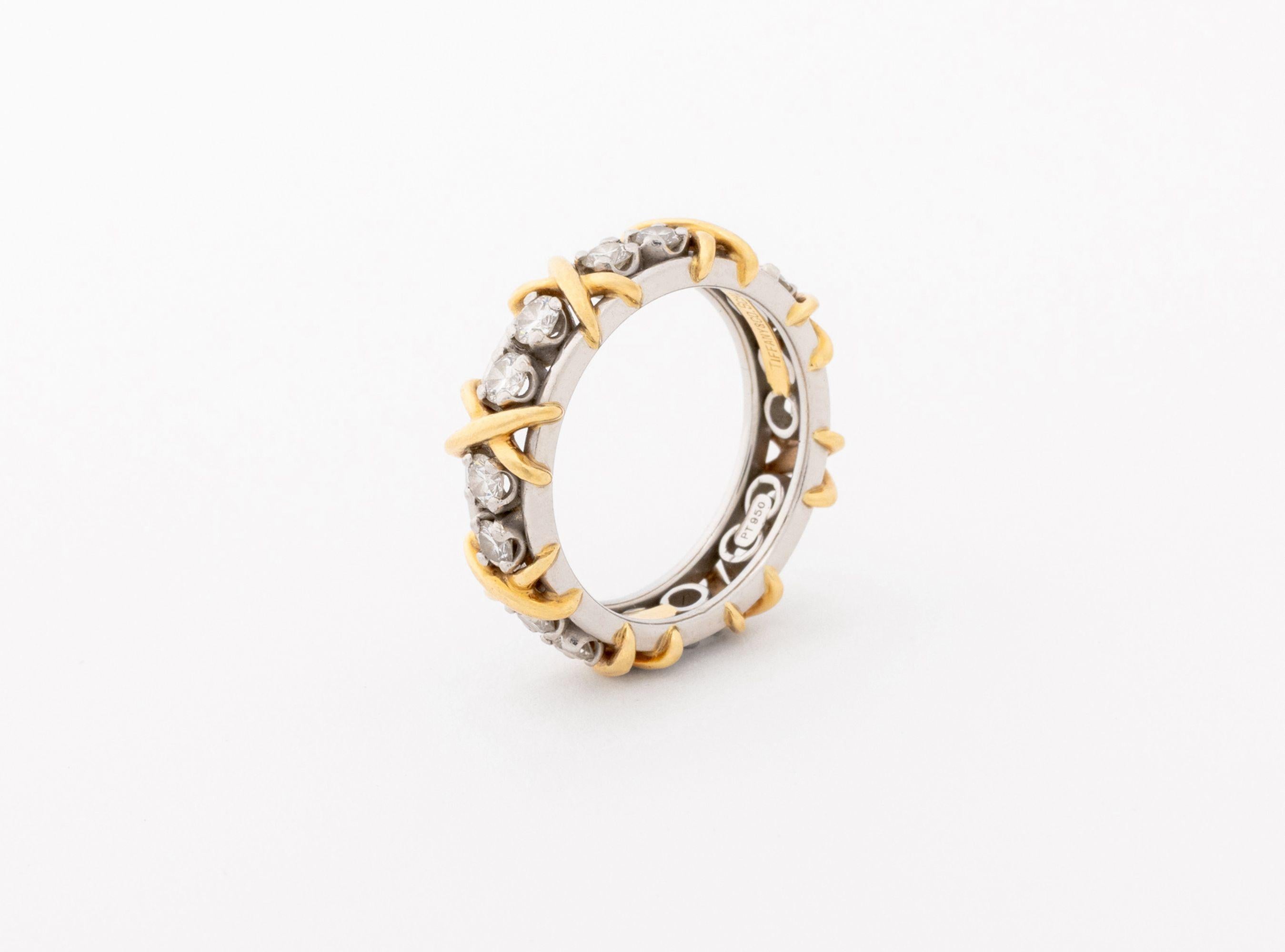 Tiffany & Co. Anillo de diamantes Schlumberger PT950 750 en Bueno estado para la venta en Queens, NY