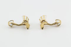 Tiffany & Co. Schlumberger Rare White Enamel 18K Yellow Gold Cufflinks