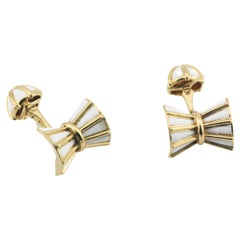 Tiffany & Co. Schlumberger Rare White Enamel 18K Yellow Gold Cufflinks
