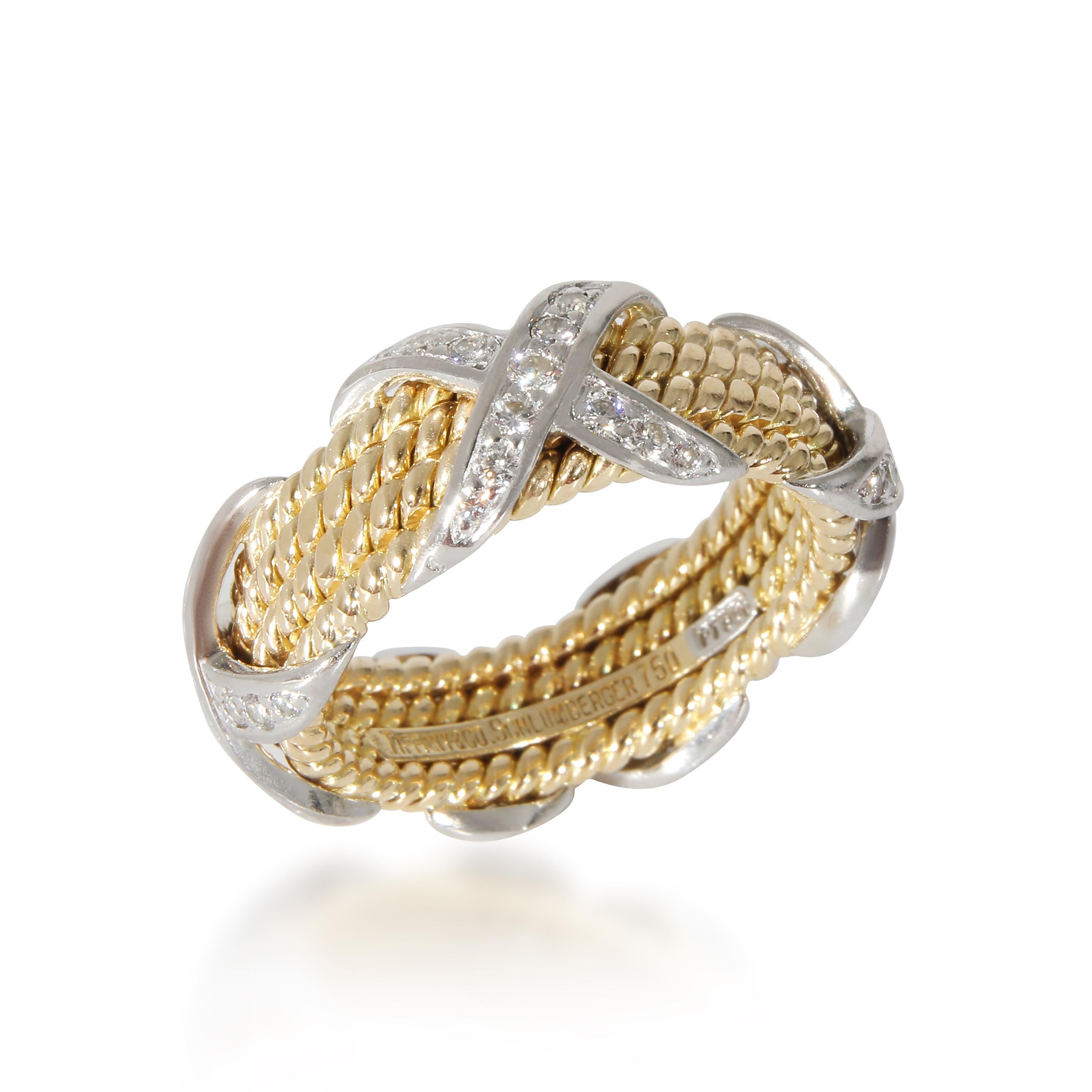 Tiffany & Co. Schlumberger Ring in 18k Yellow Gold/Platinum 0.54 CTW In Excellent Condition In New York, NY