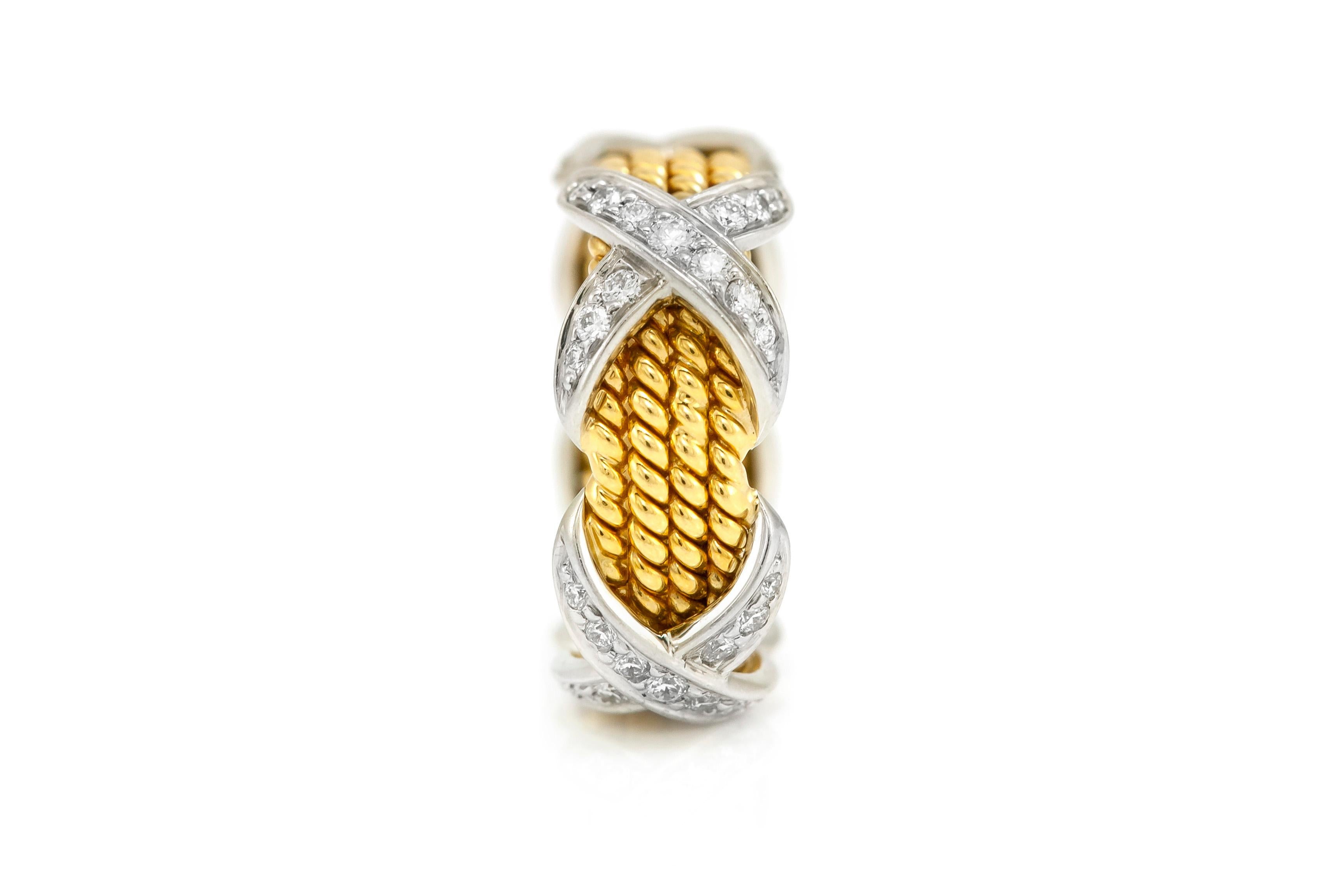 Tiffany & Co. Schlumberger Ring with Diamonds In Excellent Condition In New York, NY