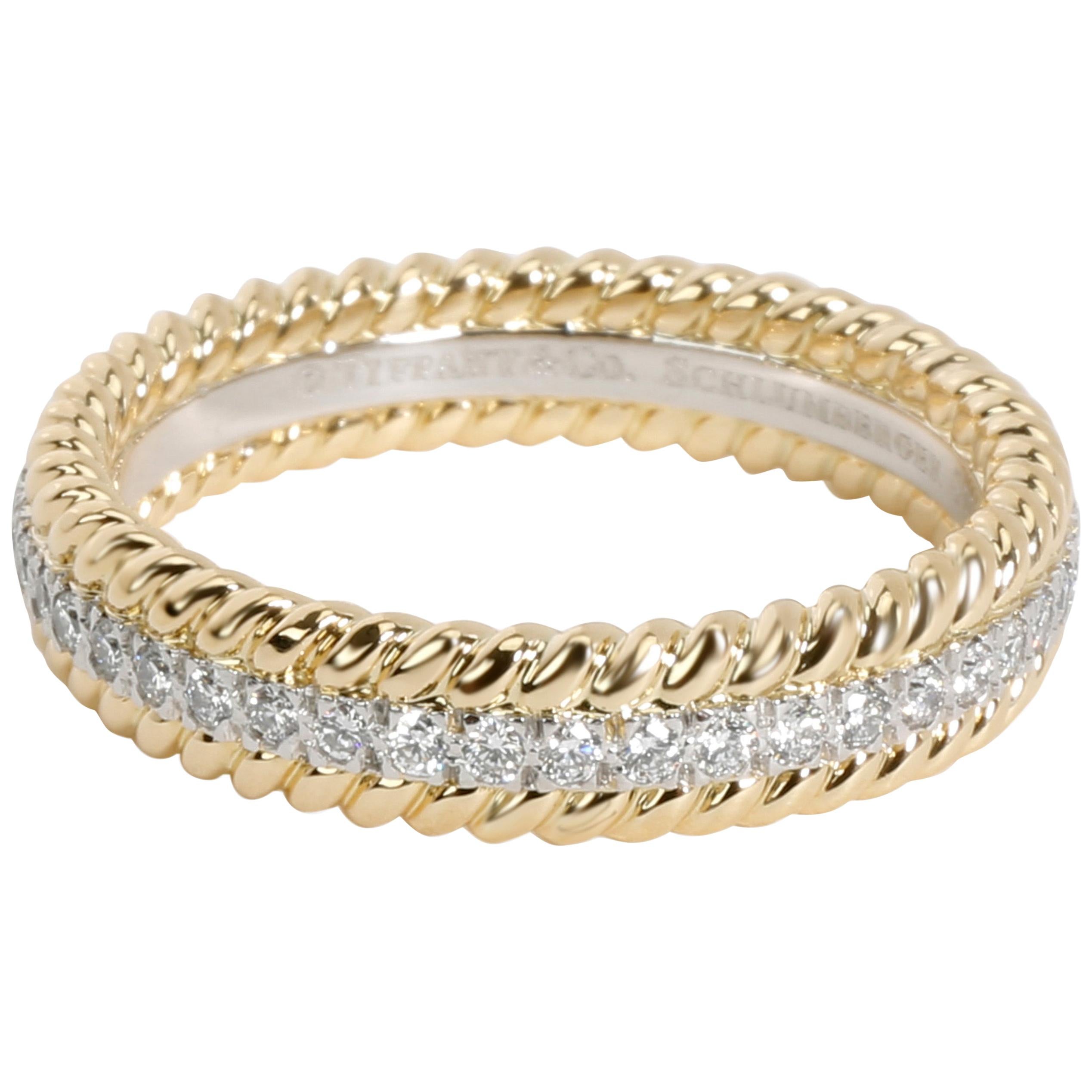 Tiffany & Co. Schlumberger Rope Two-Row Diamond Ring in 18Kt Yellow Gold 0.23ctw