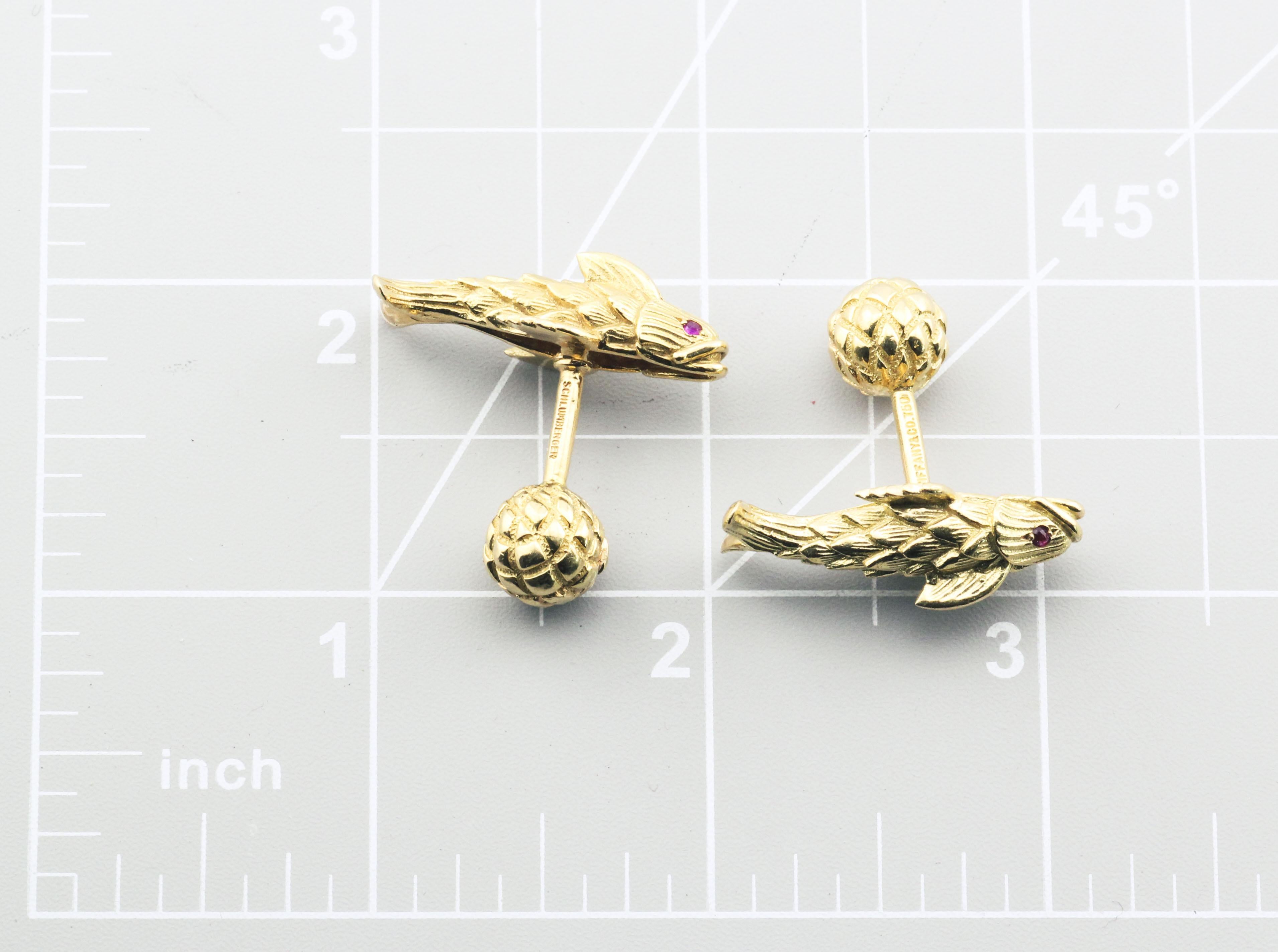 Tiffany & Co. Schlumberger Ruby 18K Yellow Gold Koi Fish Cufflinks 5