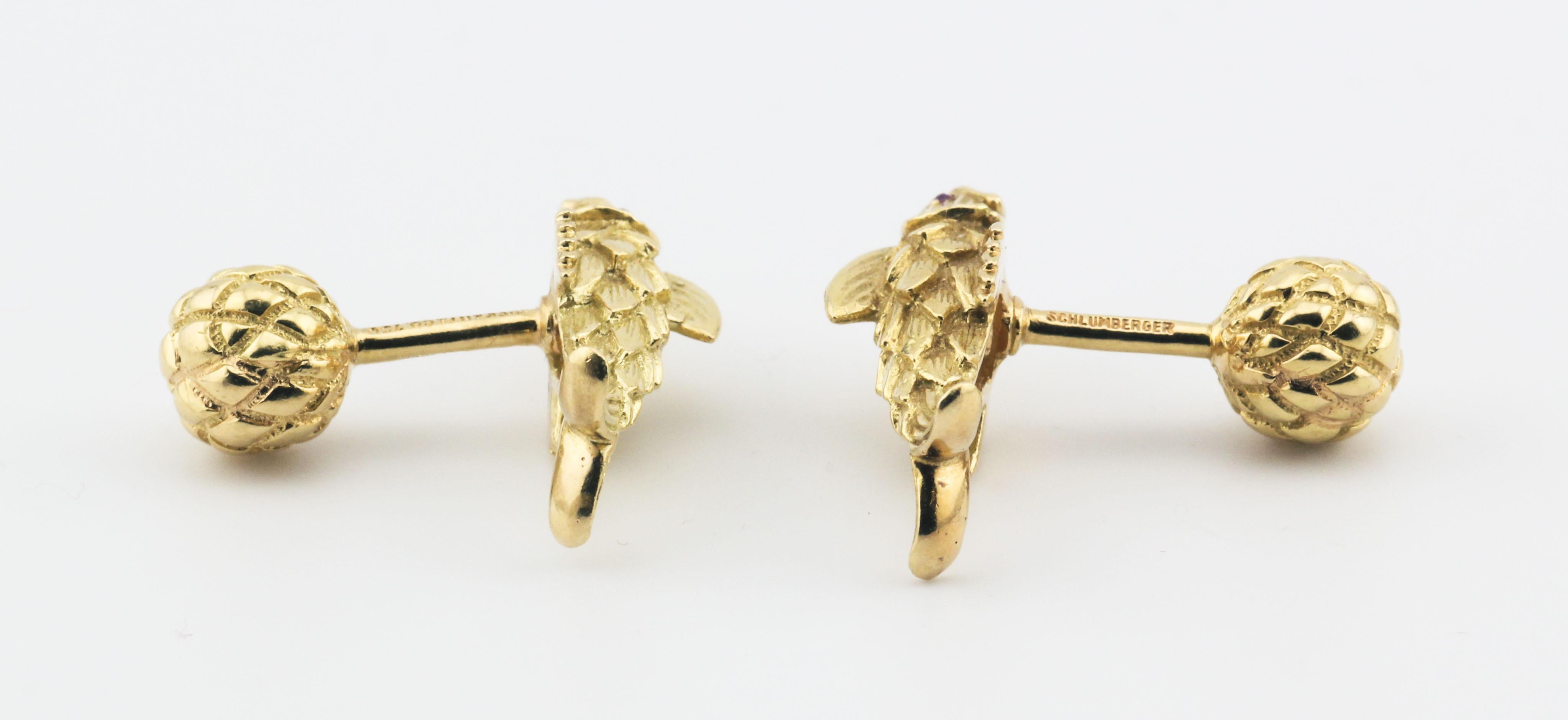 Tiffany & Co. Schlumberger Ruby 18K Yellow Gold Koi Fish Cufflinks 1
