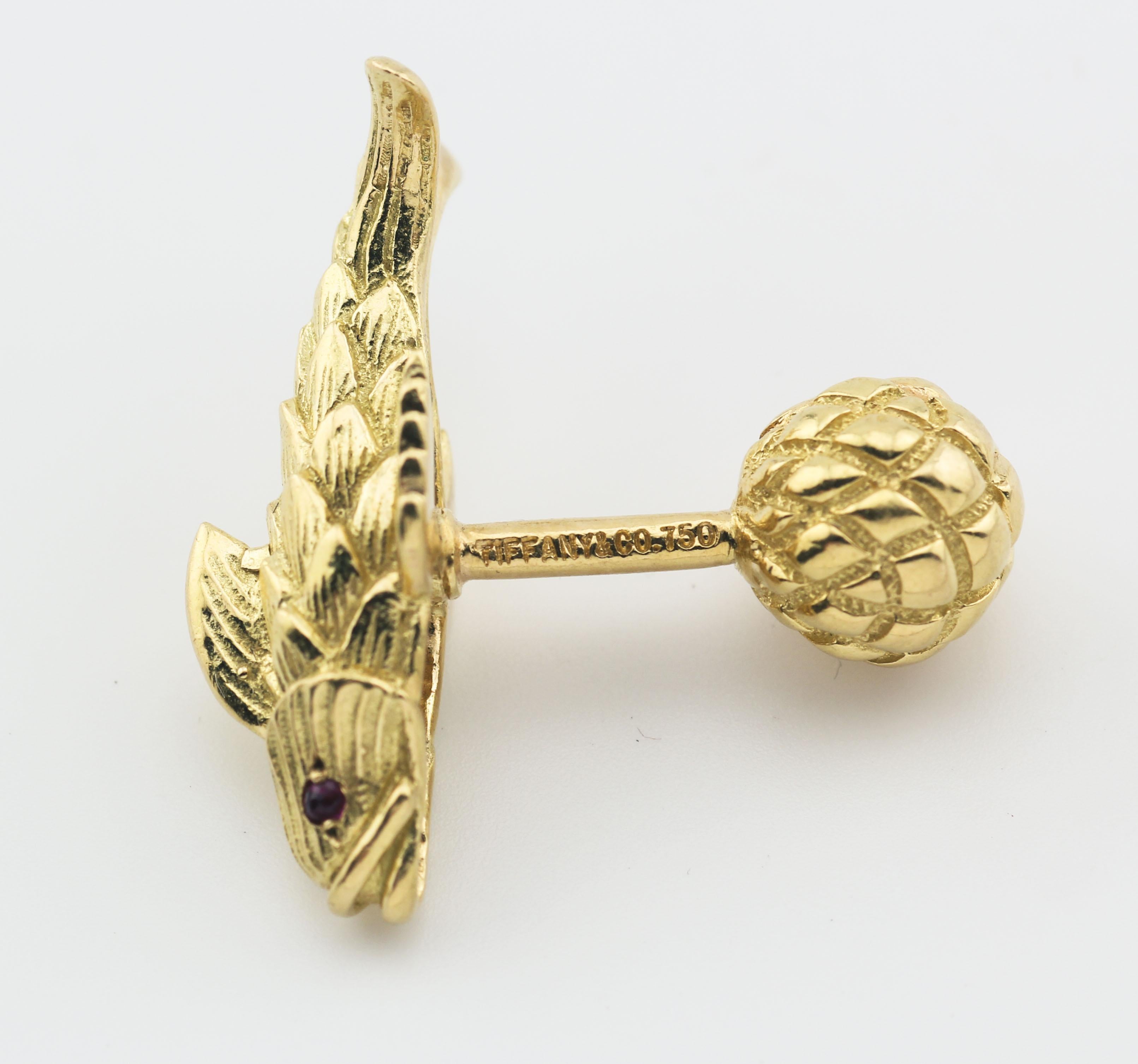 Tiffany & Co. Schlumberger Ruby 18K Yellow Gold Koi Fish Cufflinks 3
