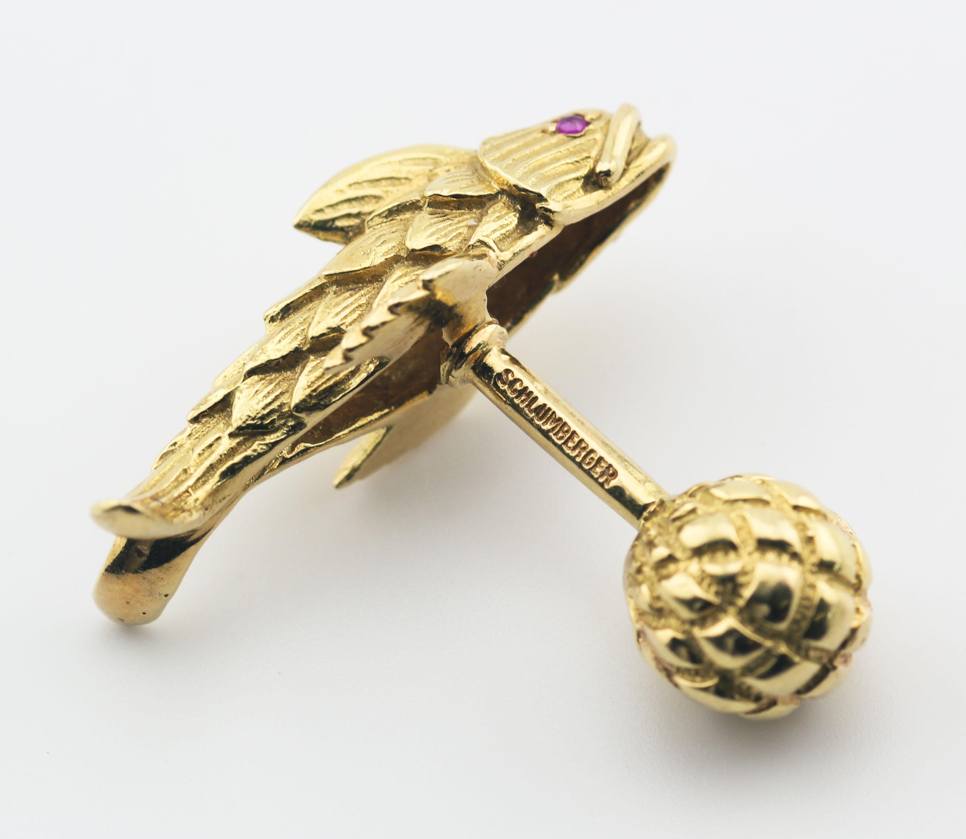 Tiffany & Co. Schlumberger Ruby 18K Yellow Gold Koi Fish Cufflinks 4