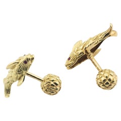 Tiffany & Co. Schlumberger Ruby 18K Yellow Gold Koi Fish Cufflinks