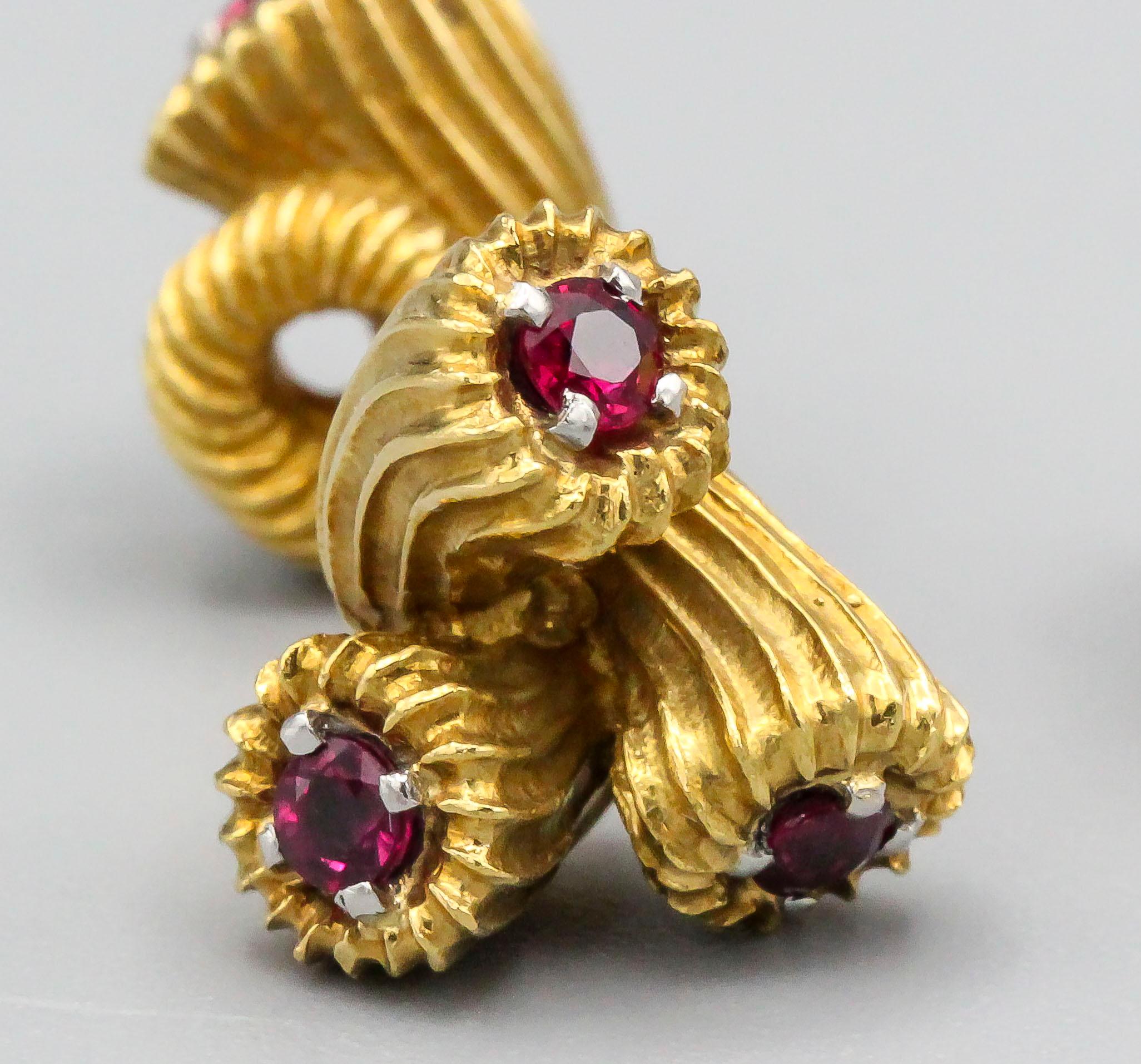 Tiffany & Co. Schlumberger Ruby and 18 Karat Gold Cornucopia Cufflinks In Good Condition In New York, NY