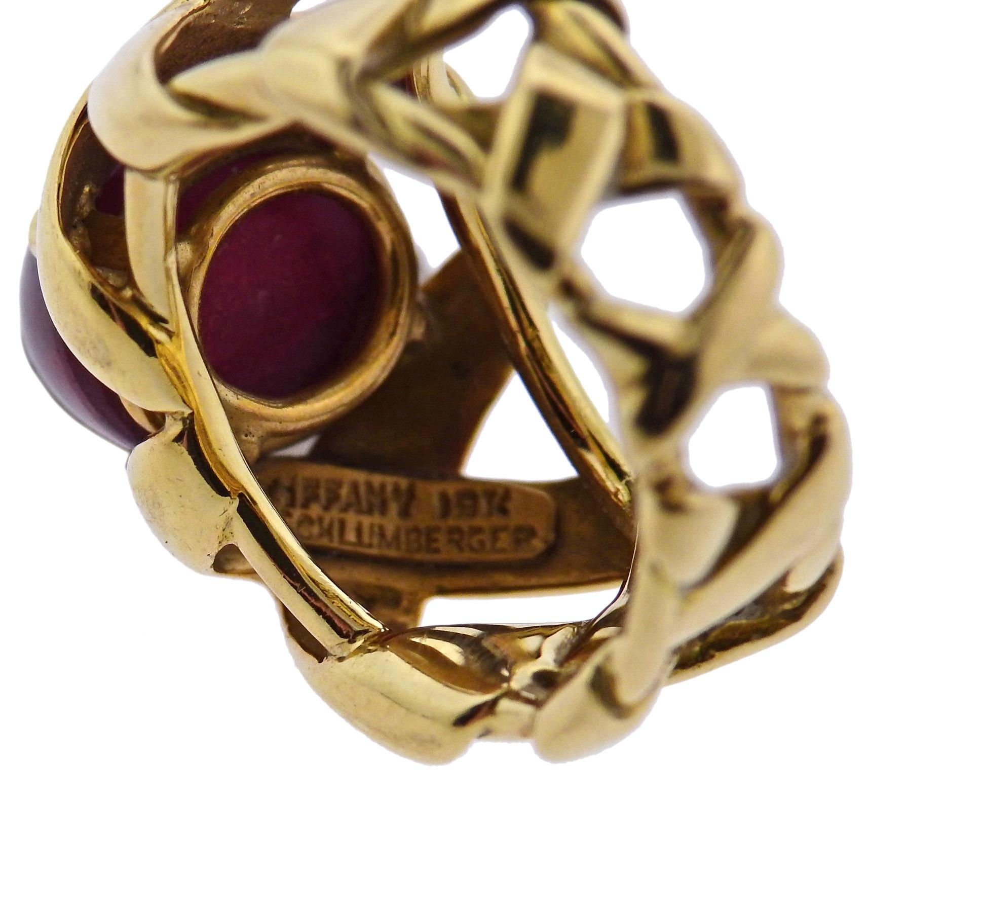 Tiffany & Co. Schlumberger Ruby Cabochon Gold Ring 1