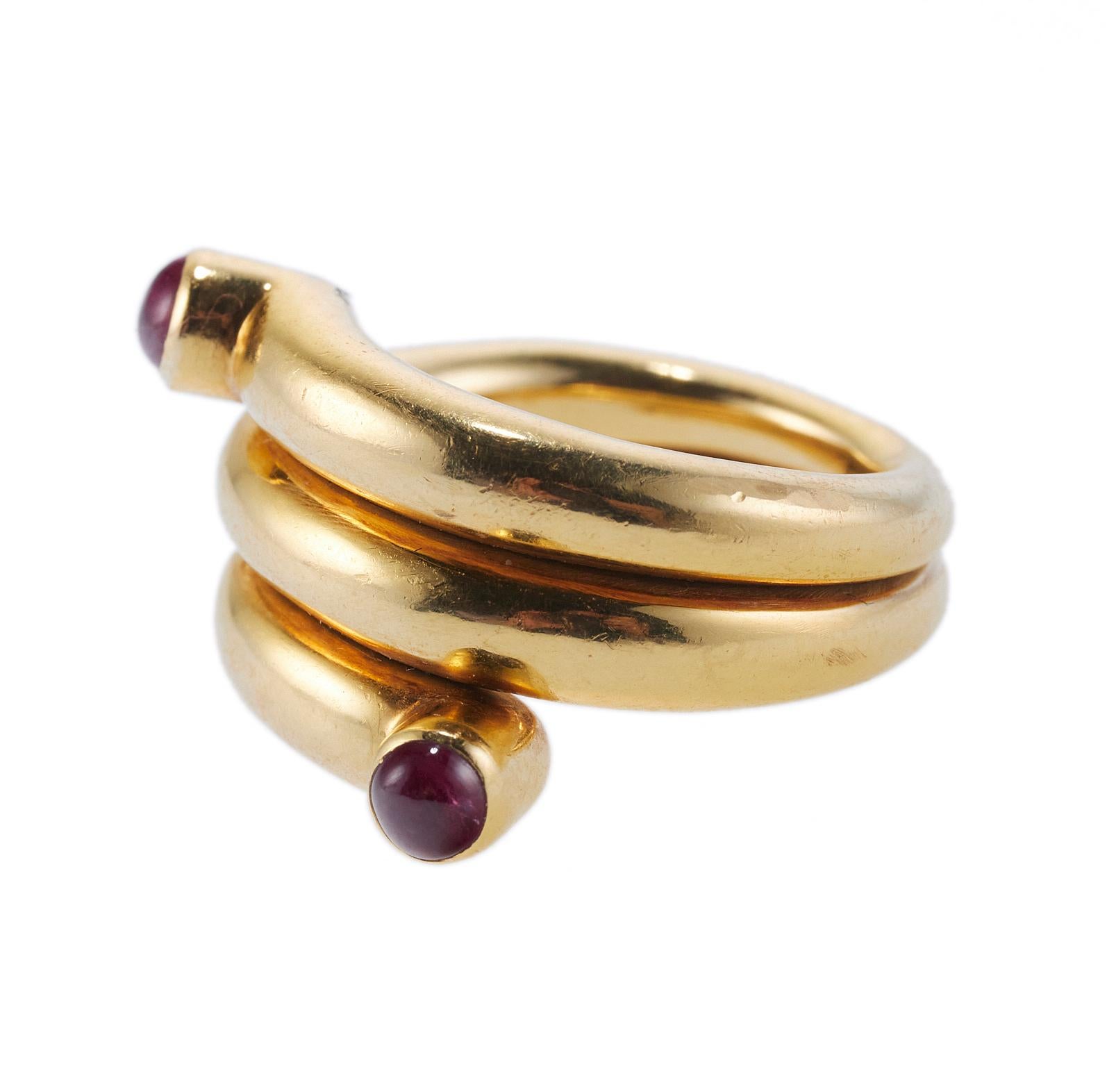 Cabochon Tiffany & Co Schlumberger Ruby Gold Wrap Ring