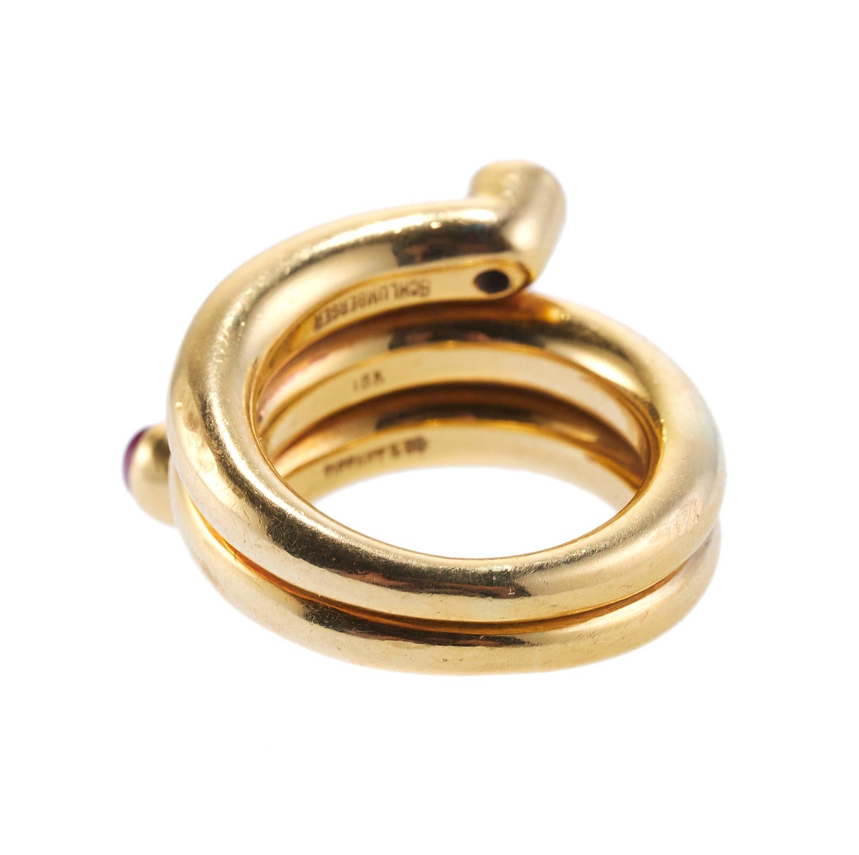 Tiffany & Co Schlumberger Ruby Gold Wrap Ring In Good Condition In Lambertville, NJ