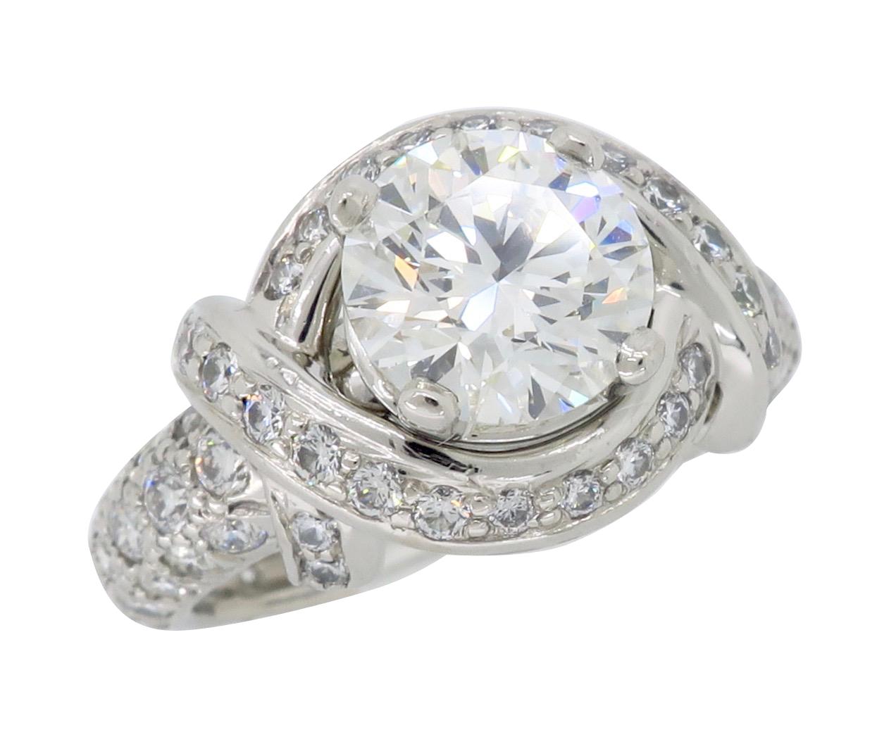 Tiffany & Co. Schlumberger Signature Diamond Platinum Engagement Ring 6