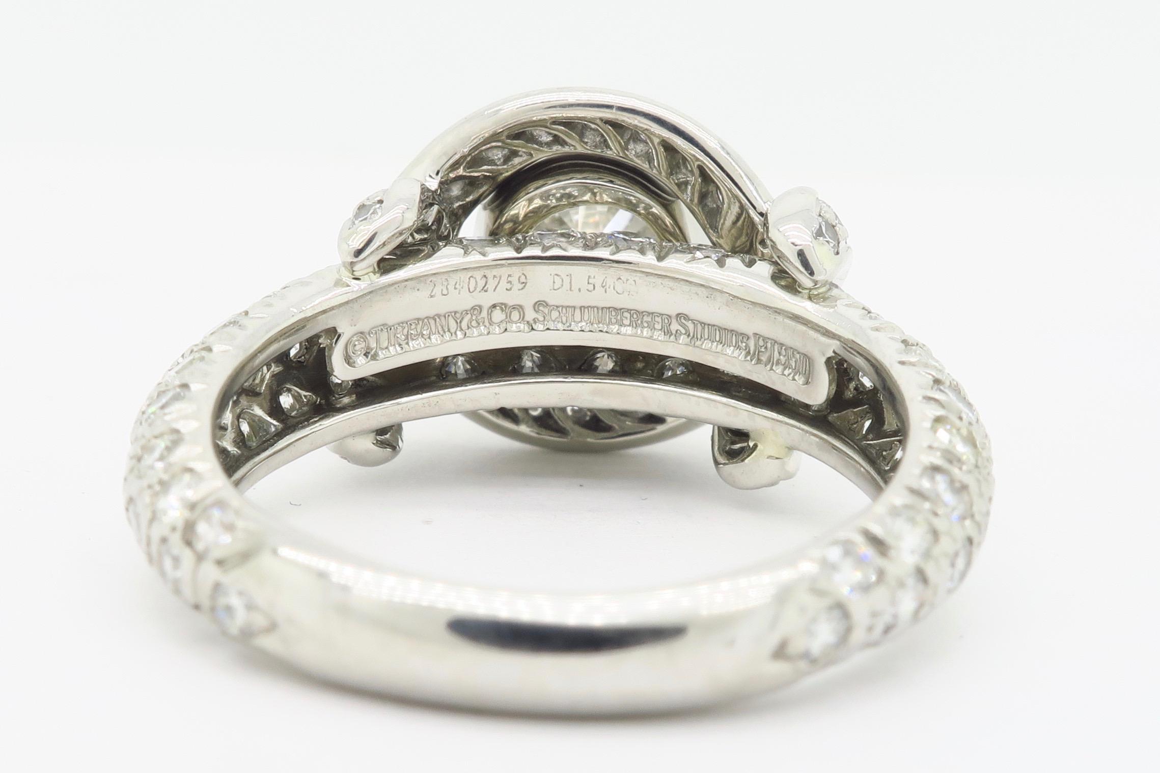 Tiffany & Co. Schlumberger Signature Diamond Platinum Engagement Ring 7