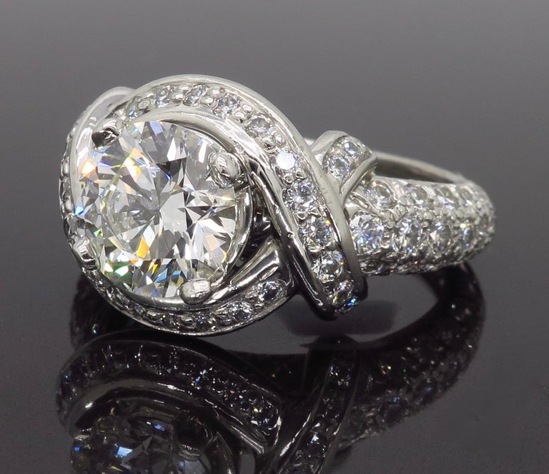 Tiffany and Co. Schlumberger Signature Diamond Platinum Engagement Ring ...